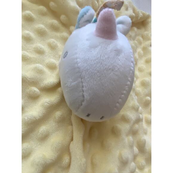 Appease Toys Baby Lovey Yellow Unicorn Minky Dot Rattle Star Teether No Tag - Picture 4 of 12